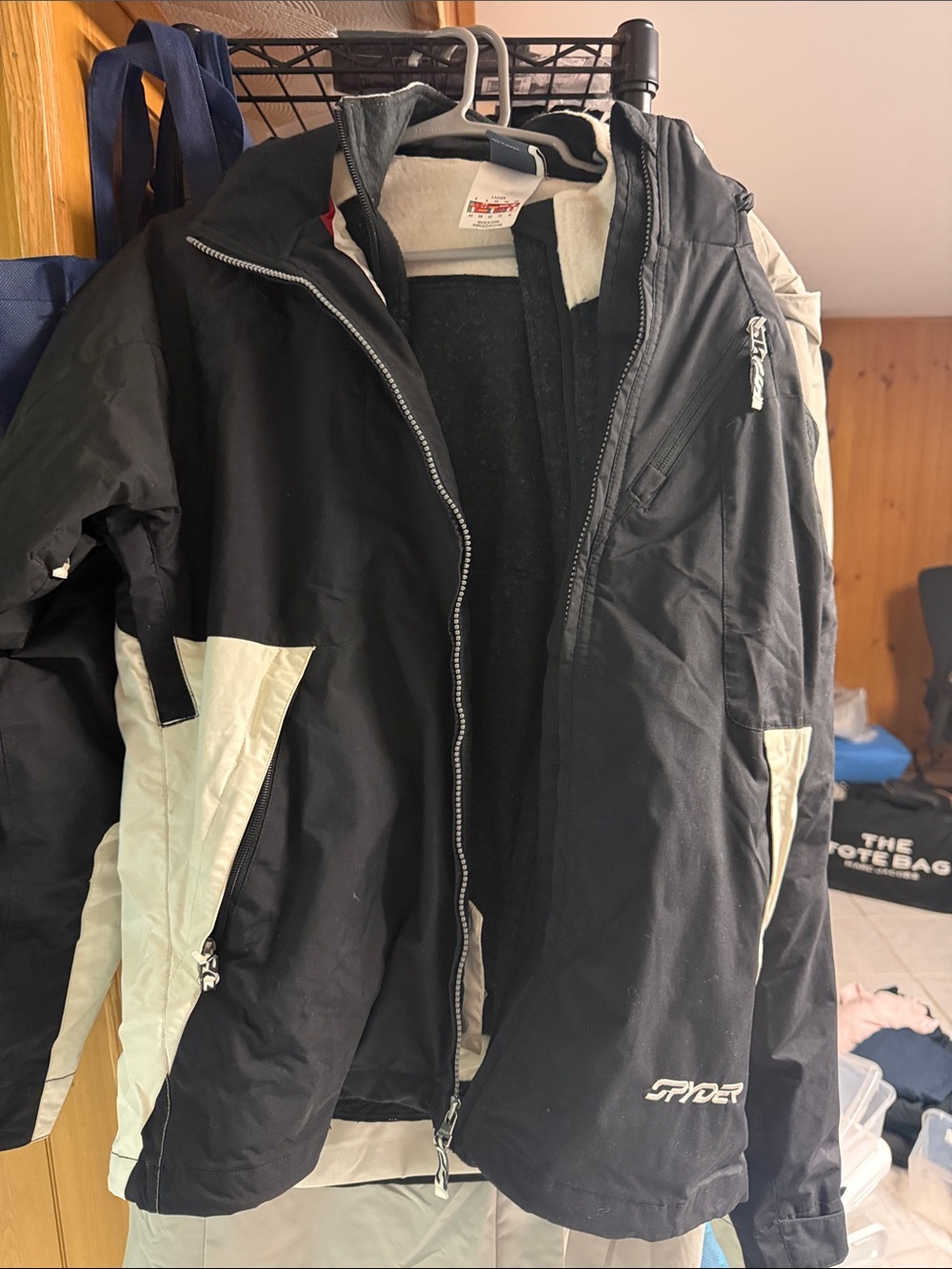 Spyder Women's Black and Cream Bomber Jacket